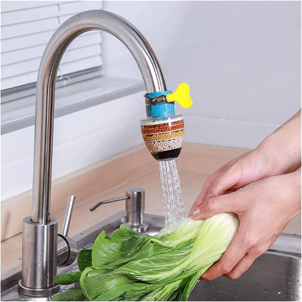 Filtre à eau de robinet, robinet d'eau à charbon actif, rallonge de robinet filtre de robinet 5 couches filtres purificateur d'eau filtration au charbon actif tête de pulvérisation buse de robinet pro – Image 2