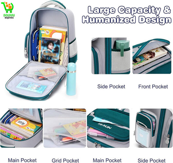 Sac à Dos Enfant Cartable Scolaires Maternelle Garcon Color-Blocking Sac Maternelle avec Bandes réfléchissantes Multi-Poches Toile Sac a Dos Bebe Fille Cartable Sac a Dos Stitch Sacs à Dos – Image 11
