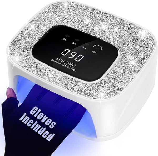 Lampe à ongles LED UV, séchoirs et gants de 268 W, lumière UV diamant pour vernis à ongles gel, lampe gel de polyester à séchage rapide avec capteur à 4 minuteries, écran tactile de 36 – Image 2
