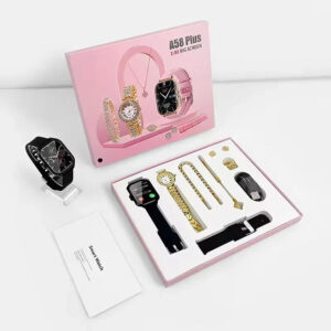 A58 femmes montre intelligente cadeau + montre à Quartz diamant + collier + boucles d'oreilles + bague + Bracelet Bluetooth appel sport Smartwatch
