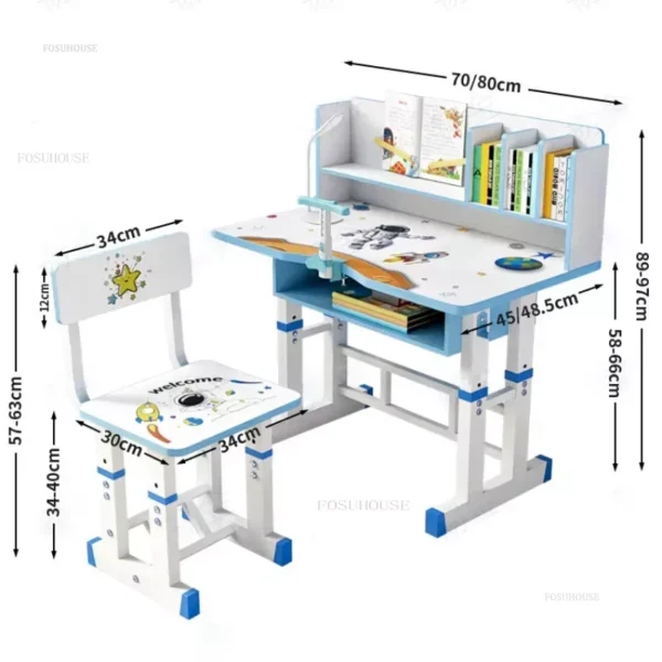 Ensemble de table et chaise réglables pour enfants, table d'étude pour enfants, bureau de dessin animé, poste de travail scolaire, bureau d'écriture fonctionnel, U, recommandé – Image 2