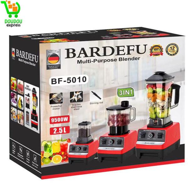 BARDEFU 9500w Multifonction heavy duty silver crest blender mixeur jus de fruits smoothies acier inoxydable 3 IN 1 blender – Image 4