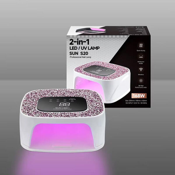 Lampe à ongles LED UV, séchoirs et gants de 268 W, lumière UV diamant pour vernis à ongles gel, lampe gel de polyester à séchage rapide avec capteur à 4 minuteries, écran tactile de 36