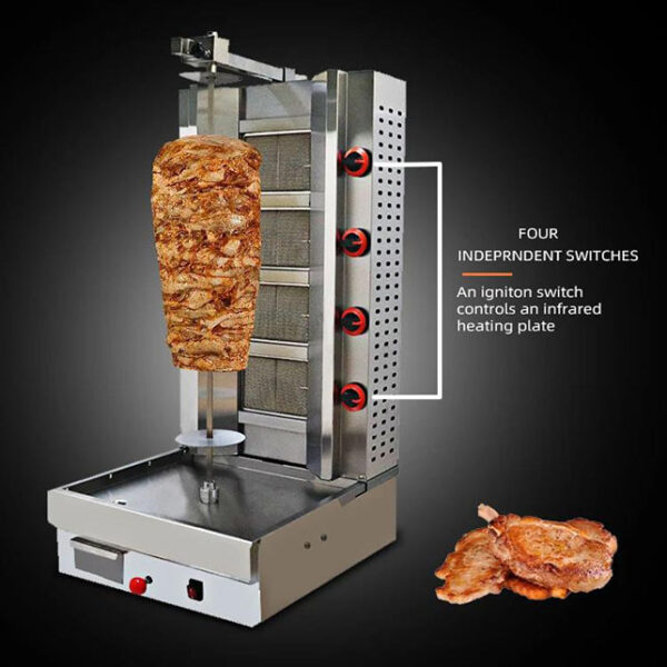 Machine Commerciale de Kebab de Doner de Propane, Support Vertical de Gril de Rotation Automatique, Machine de Kebab de Doner de Gril de Shawarma – Image 4