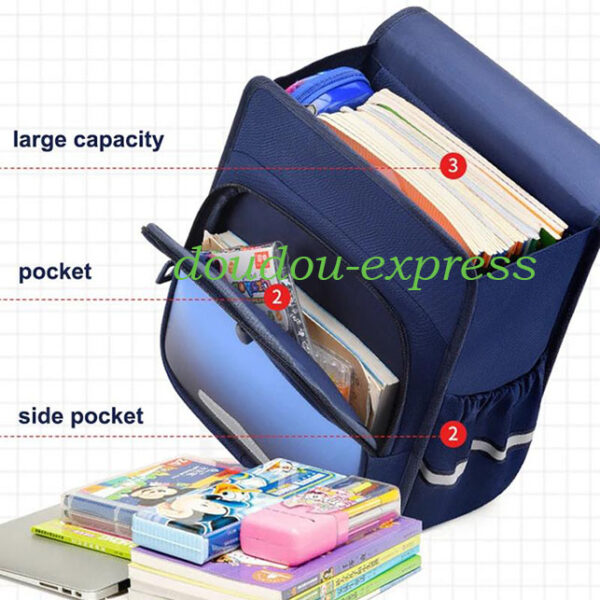 Sacs à dos pour enfants grande capacité, protège la colonne vertébrale, double bandoulière, sac à dos d'école primaire pour les classes 1 à 6 – Image 4
