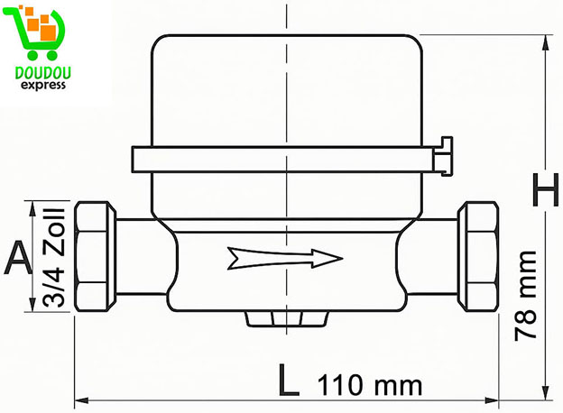 Compteur d’eau froide DN 15 – Débit 2,5 m³/h – Longueur 110 mm – Filetage 3/4" BSP – Homologué jusqu’en 2030 – Pour installations domestiques et industrielles – Image 4