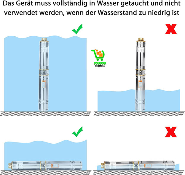 0.75Kw 1HP Pompe de puits profond en acier inoxydable Débit maximum 2000L/H Hauteur de transport maximale 120m Sortie 1" 4" de diamètre avec câble de 32,8 pieds pour l'irrigation industrielle – Image 3