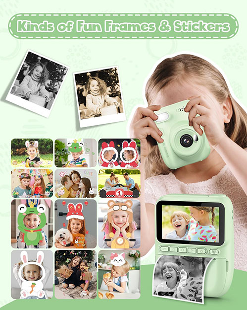 Appareil photo à impression instantanée pour enfants, écran HD de 3", photo numérique instantanée 32 MP, cadeau de Noël, d'anniversaire, jouets pour tout-petits, filles, garçons âgés de 3 à 12 ans, – Image 4