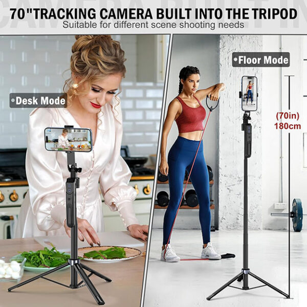 Automatique Trépied Smartphone de Suivi du Visage Rotation à 360°, trépied iPhone et Smartphone Android,Trepieds Support pour Caméra de Suivi,trepied pour Telephone pour Youtube Vlog Streaming – Image 2