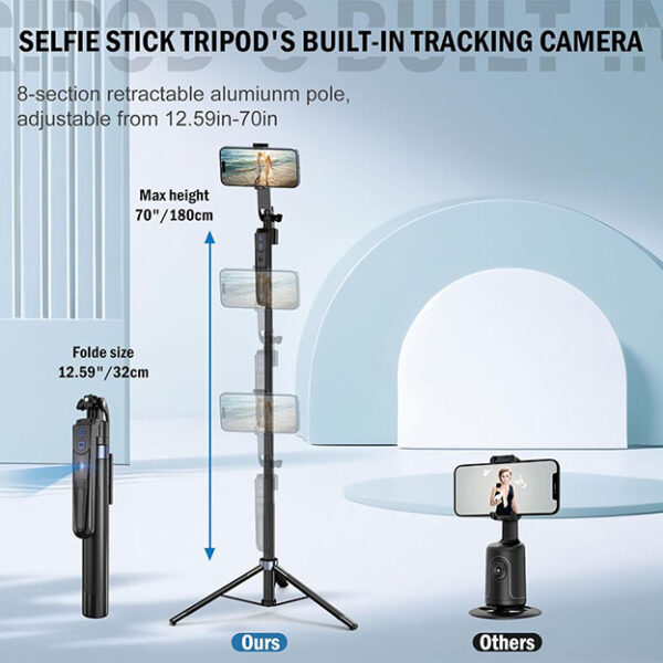 Automatique Trépied Smartphone de Suivi du Visage Rotation à 360°, trépied iPhone et Smartphone Android,Trepieds Support pour Caméra de Suivi,trepied pour Telephone pour Youtube Vlog Streaming – Image 3