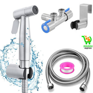 Shattaf à main  Kit Complet Pulvérisateur de Bidet en Acier Inoxydable avec Tuyau et Vanne G 1/2,