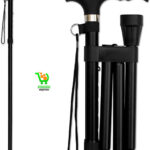 Canne pliante RMS - Canne de marche pliable avec hauteur réglable - pliable et légère - Poignée ergonomique souple pour une prise confortable - Bâton de marche portable pour aide à la mobilité