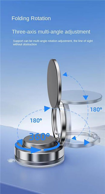 Support de téléphone magnétique sous vide Support de téléphone magnétique pliable à fonctionnement à une main 360°Rotation pour application multi-scène voiture/salle de bain/salle de sport/cuisine – Image 4