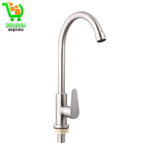 Robinet de cuisine en acier inoxydable à bec verseur pour évier à eau froide unique