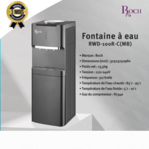 Distributeur d'eau Chaude et Froide ROCH -RWD-100R-C Avec Mini Réfrigérateur Intégré - Noir et Gris