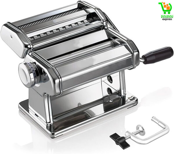 Machine à Pâtes Manuelle, 7 Épaisseurs Réglables, Machine à Pâtes en Acier Inoxydable avec Rouleau et Cutter, Machine à Pâtes Fraîches à Manivelle à la Main pour Spaghetti, Fettuccini, Lasagnes – Image 2