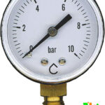 Manomètre 8/13 Mâle 10 bar - Raccordement radial - Cadran Ø50mm - Précision classe 1,6 - Fluide non corrosif - Boîtier ABS anti-choc - Verre plexiglas