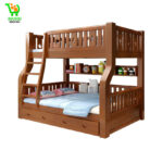 Lit superposé standard en bois massif pour enfants neutres avec tiroirs et matelas - l 150 x L 200 cm Lit Superposé & Tiroir & Matelas & Bibliothèque & Échelle