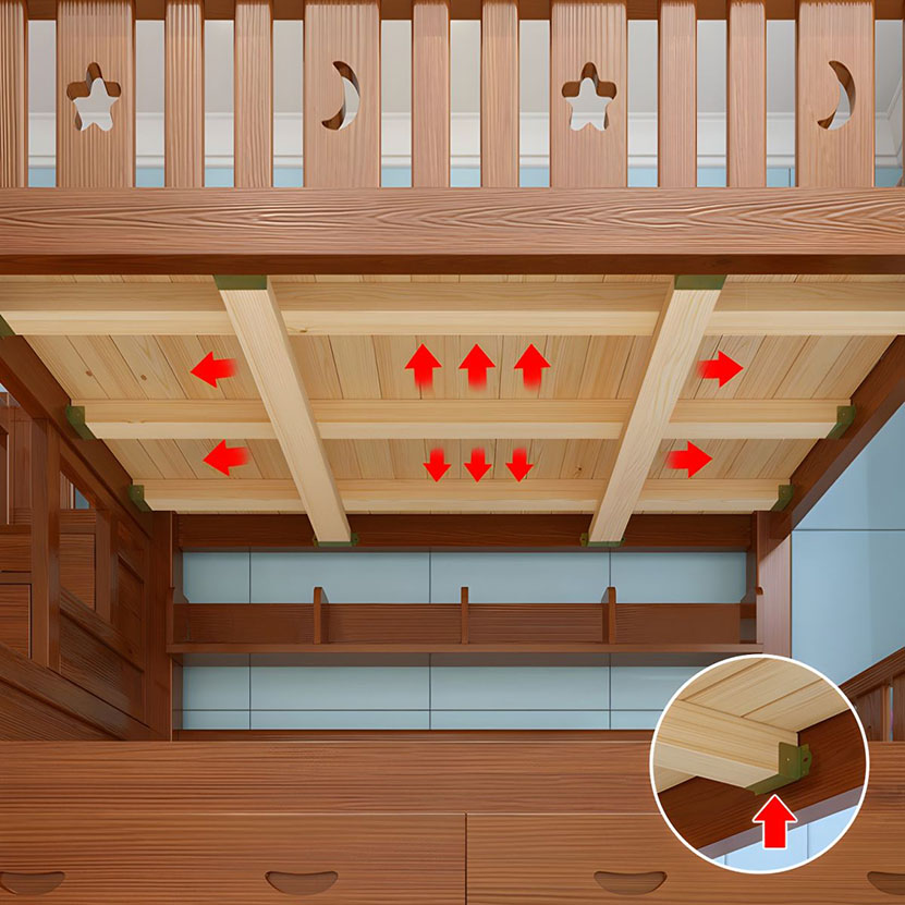 Lit superposé standard en bois massif pour enfants neutres avec tiroirs et matelas - l 150 x L 200 cm Lits Supérieur&Tiroirs&Matelas&Bibliothèque&Armoires à Échelle – Image 6