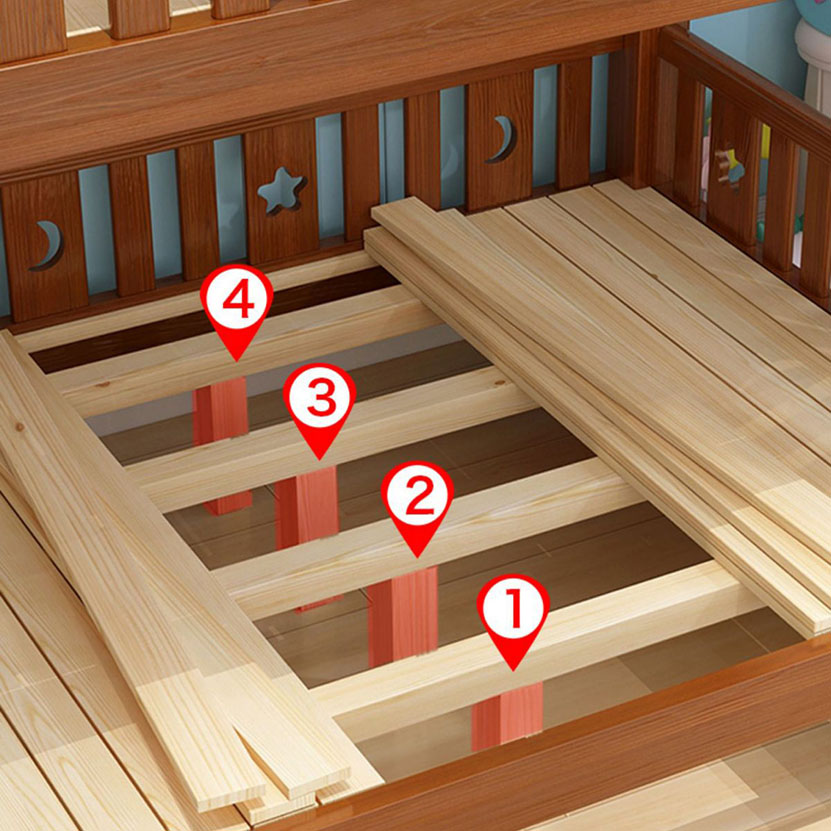 Lit superposé standard en bois massif pour enfants neutres avec tiroirs et matelas - l 150 x L 200 cm Lits Supérieur&Tiroirs&Matelas&Bibliothèque&Armoires à Échelle – Image 5