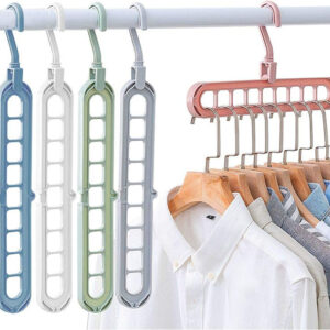 cintres pliables rotatifs et antidérapants, multifonctionnels et peu encombrants, avec 9 trous pour penderie ou dressing.